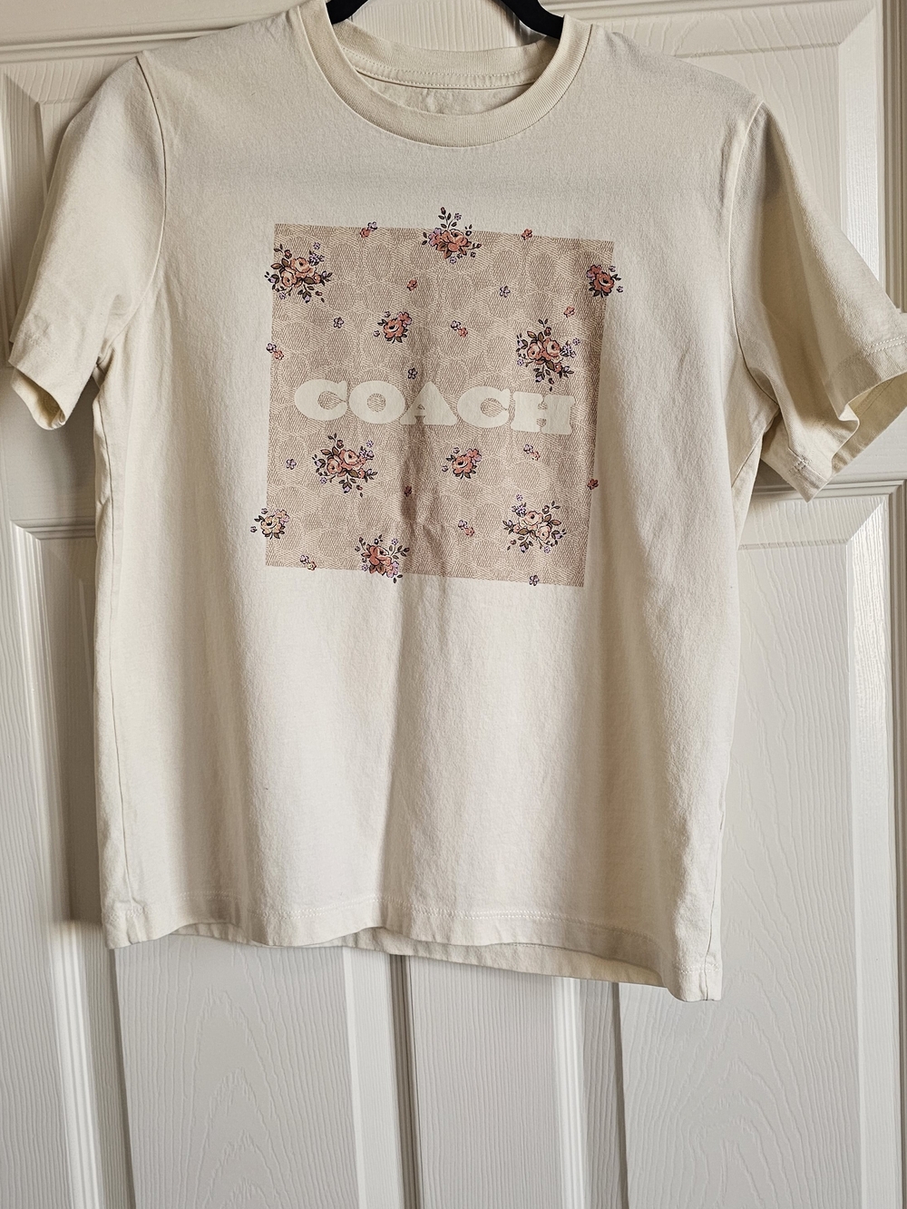 COACH Cream Floral Logo Tee